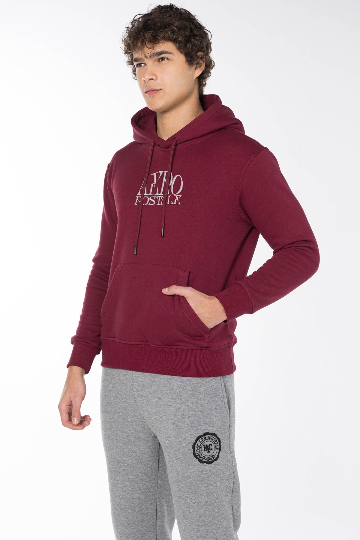 AEROPOSATALE EMBROIDERED HOODIE-DKRED