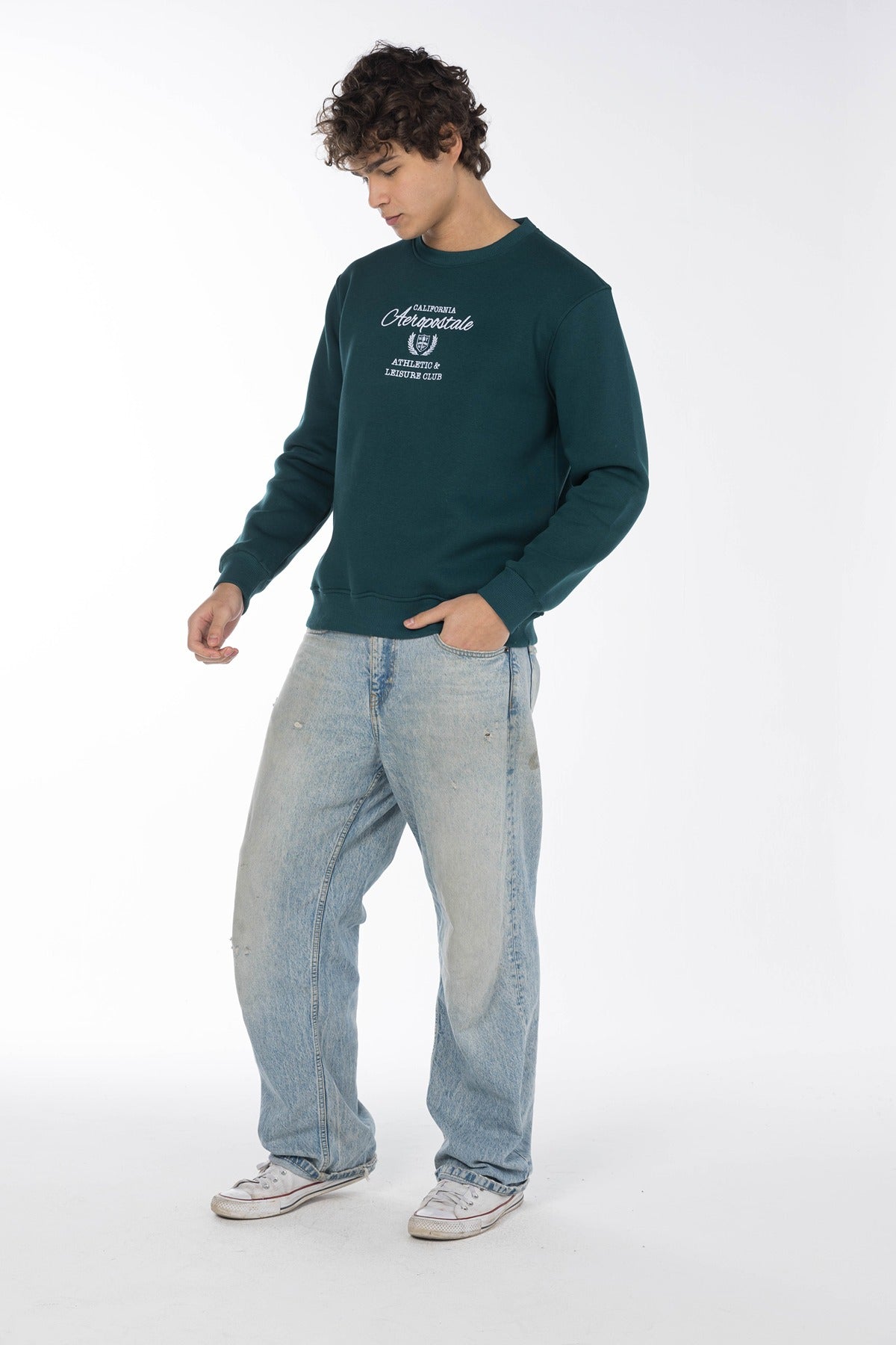AEROPOSTALE ATHLETIC & LEISURE CLUB CREW SWEATSHIRT-GREEN