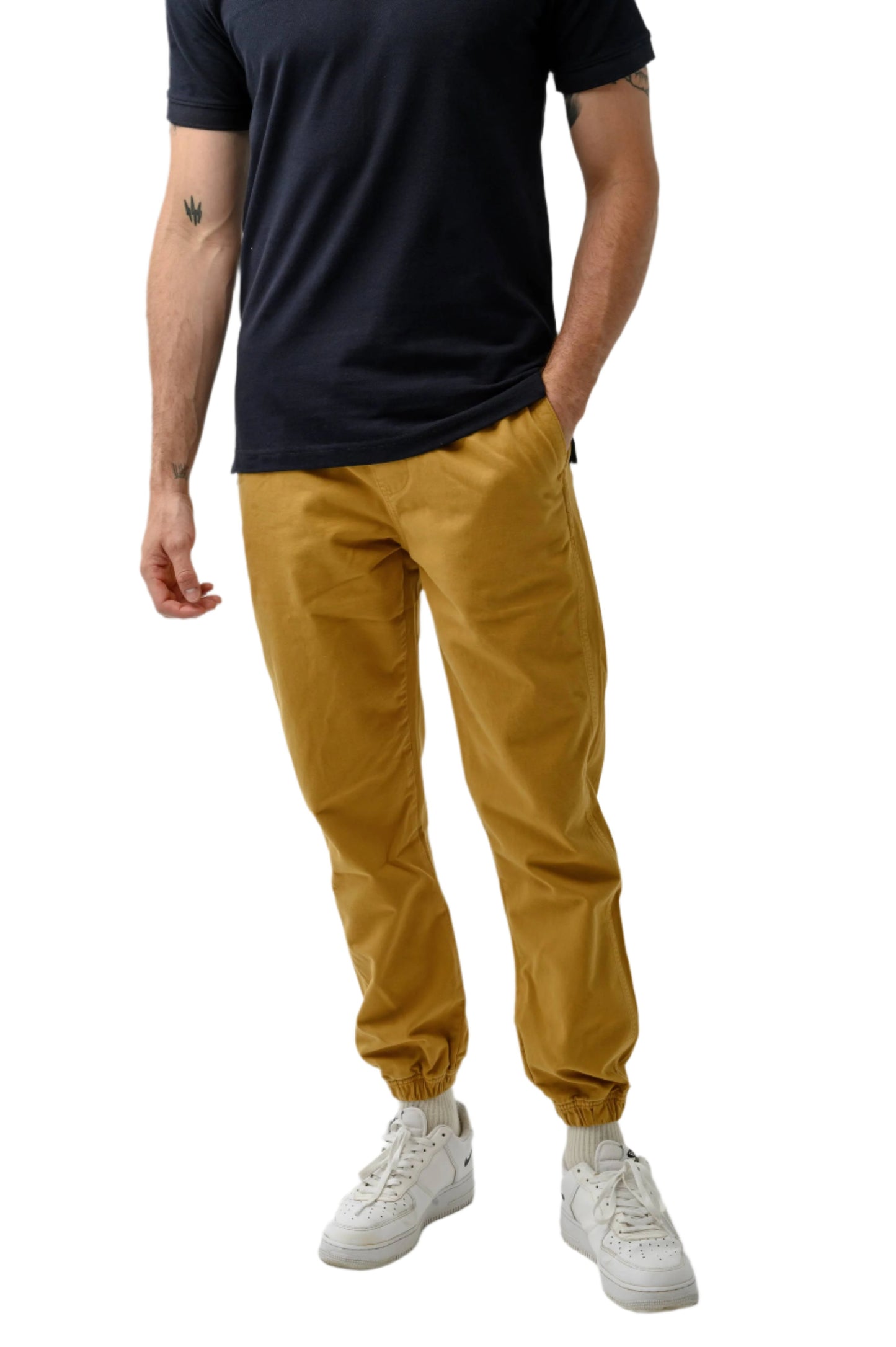 STRETCH TWILL JOGGERS-SANDLEWOOD