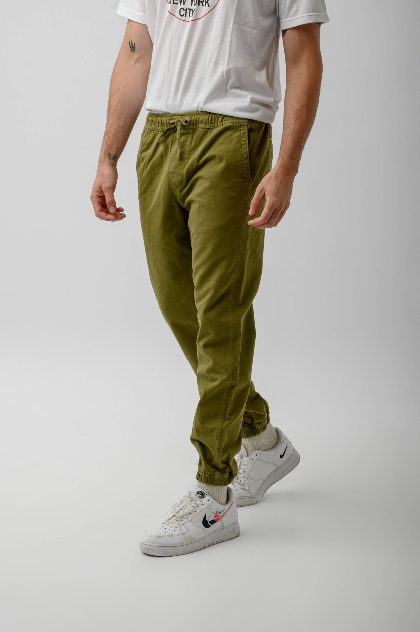 STRETCH TWILL JOGGERS-DARK GREEN