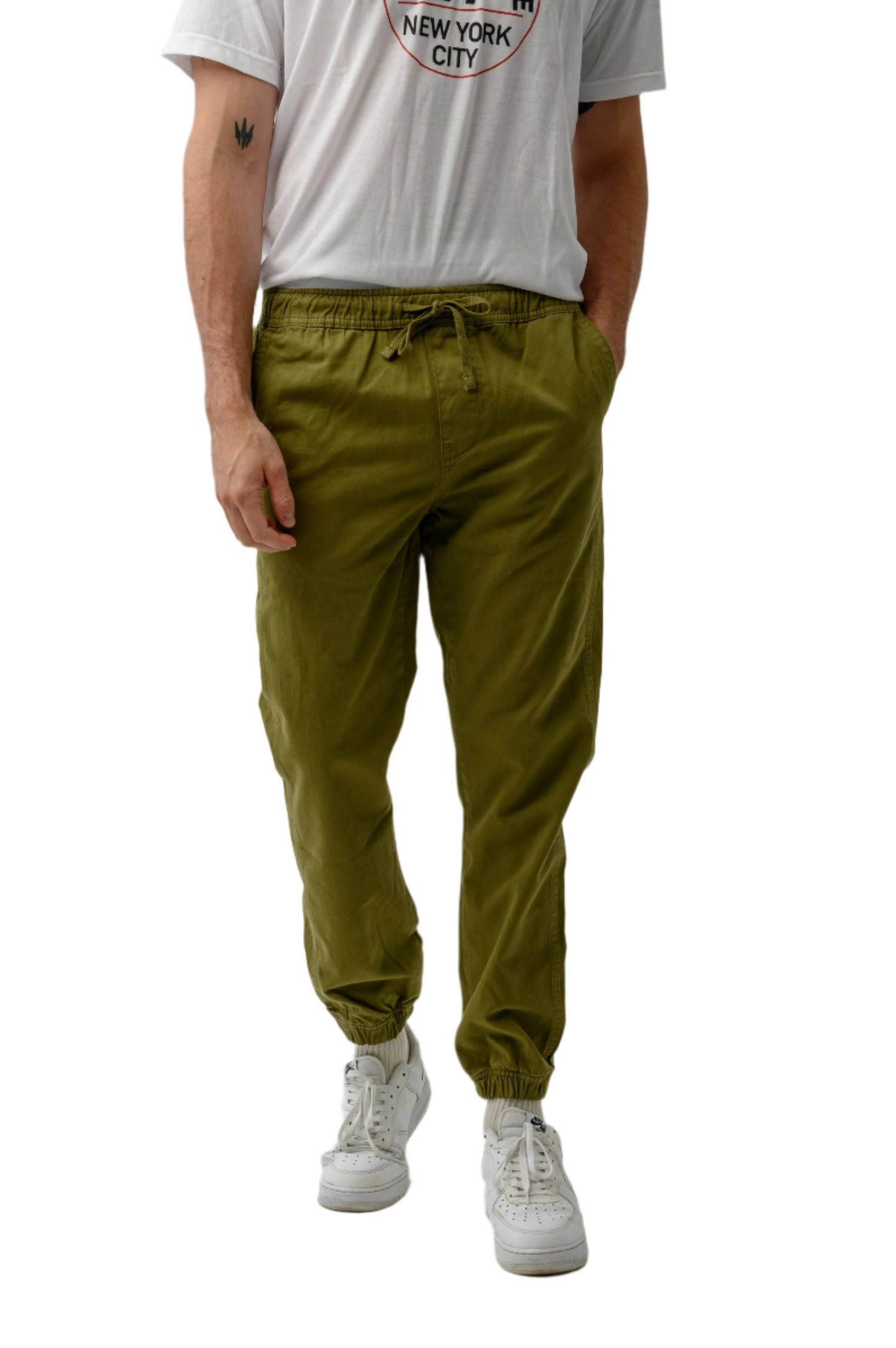 STRETCH TWILL JOGGERS-DARK GREEN