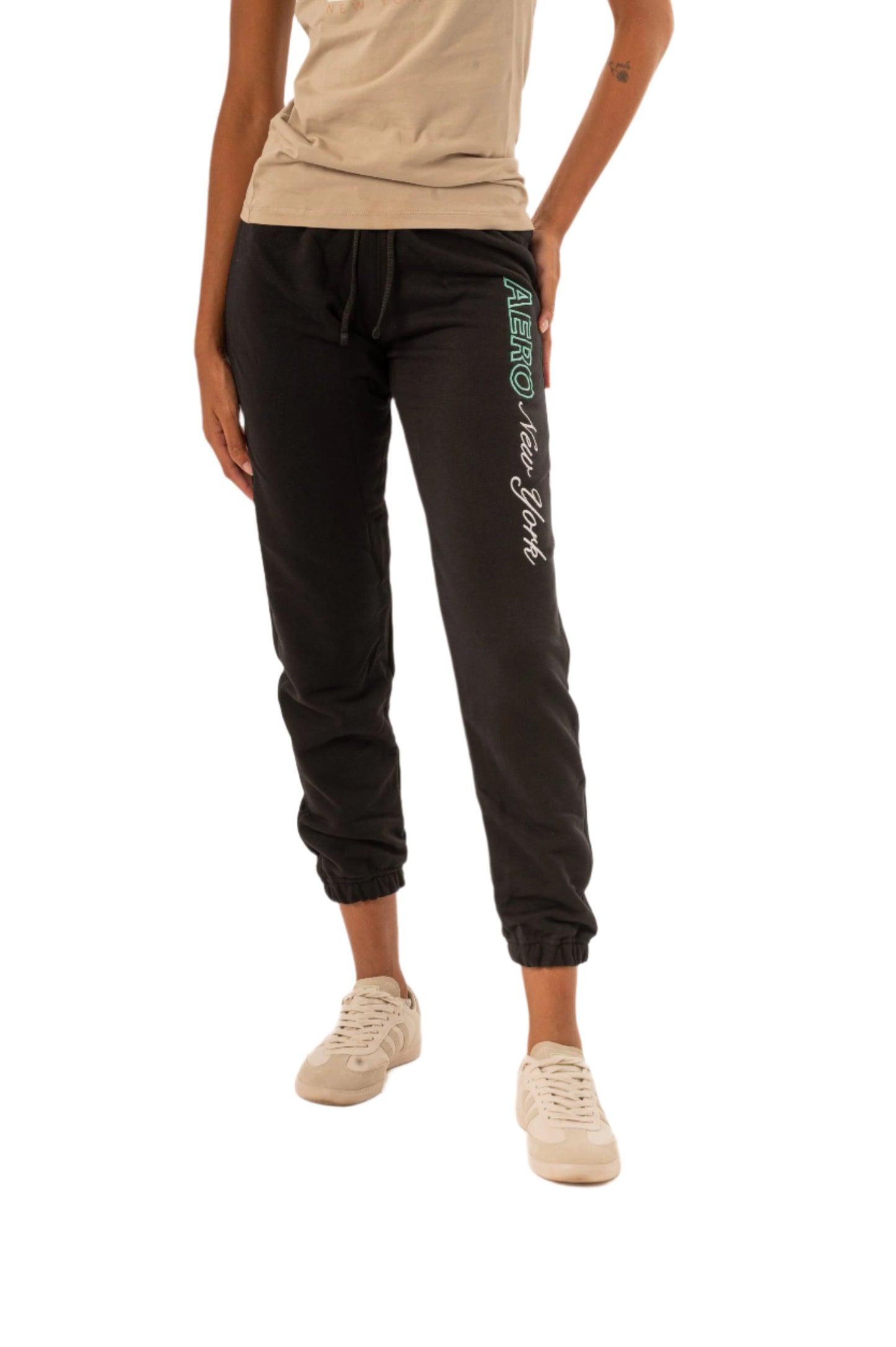 AERO NEW YORK CINCHED SWEATPANTS-BLACK