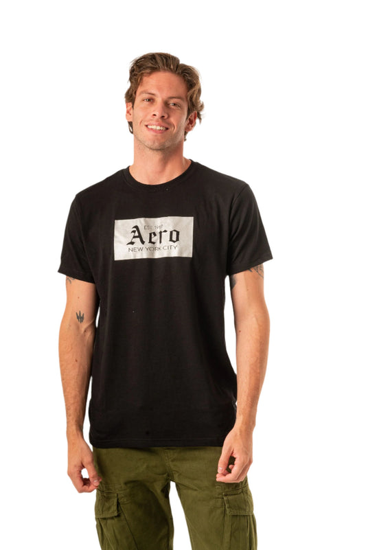 AERO GOTHIC LOGO PRINT GRAPHIC TEE-BLACK