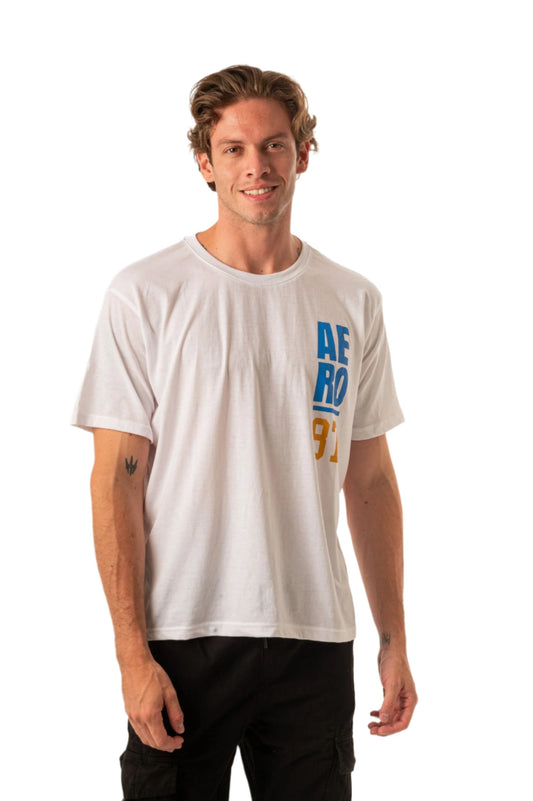 STACKED AERO LOGO PRINT GRAPHIC TEE-WHITE