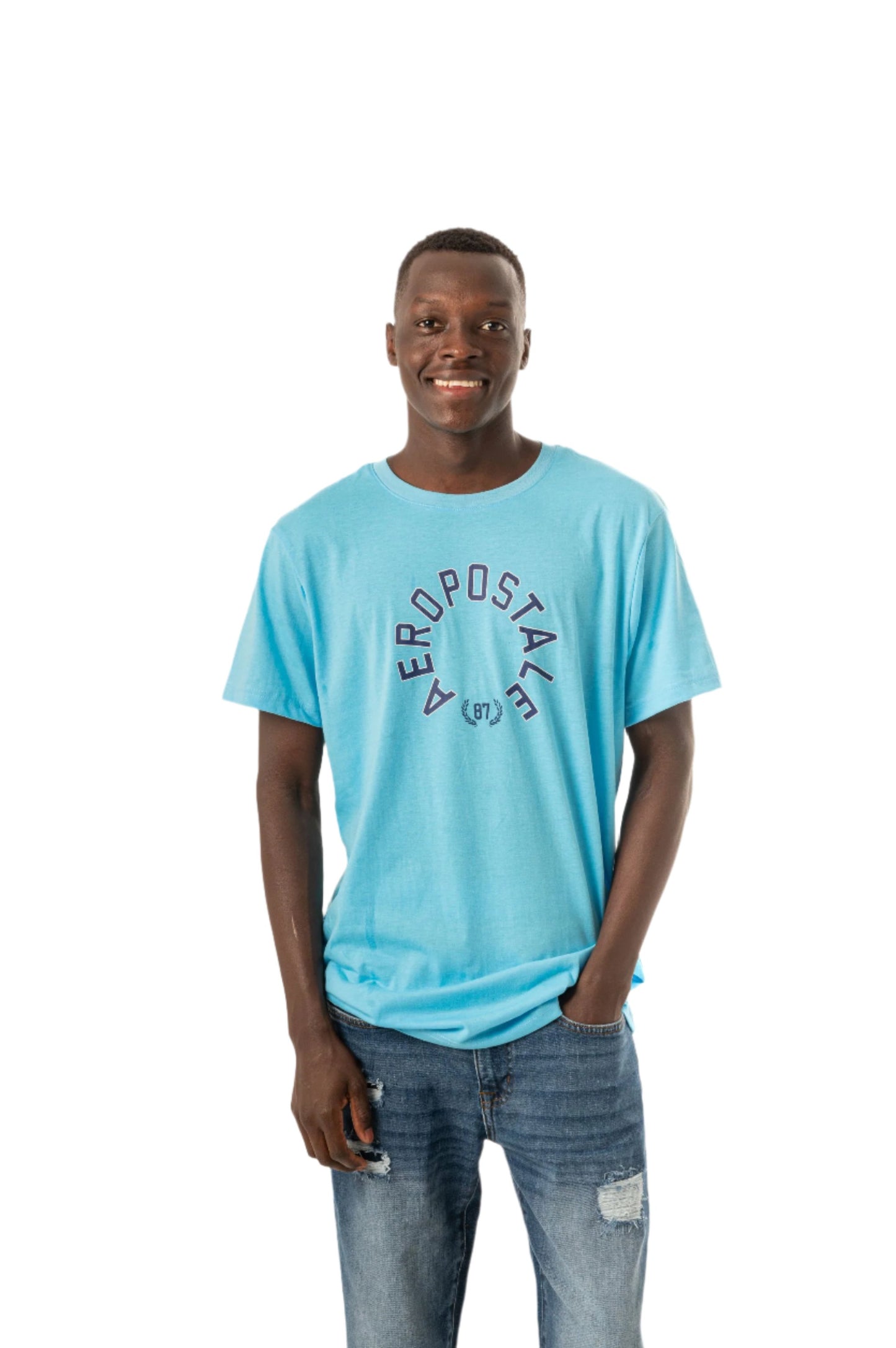 AEROPOSTALE CIRCLE TWILL APPLIQUÃ‰ GRAPHIC TEE- BLUE