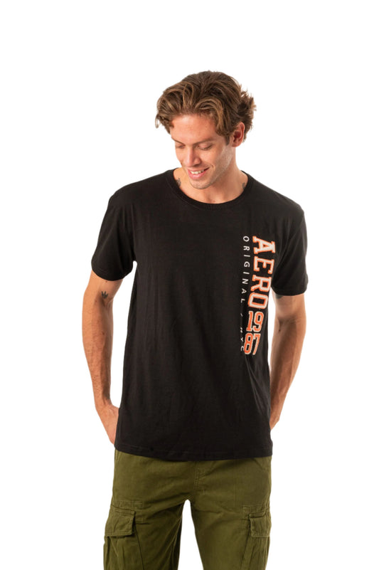 AERO ORIGINAL NYC DOUBLE TWILL APPLIQUÃ‰ GRAPHIC TEE-BLACK