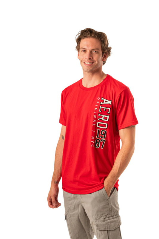 AERO ORIGINAL NYC DOUBLE TWILL APPLIQUÃ‰ GRAPHIC TEE-RED