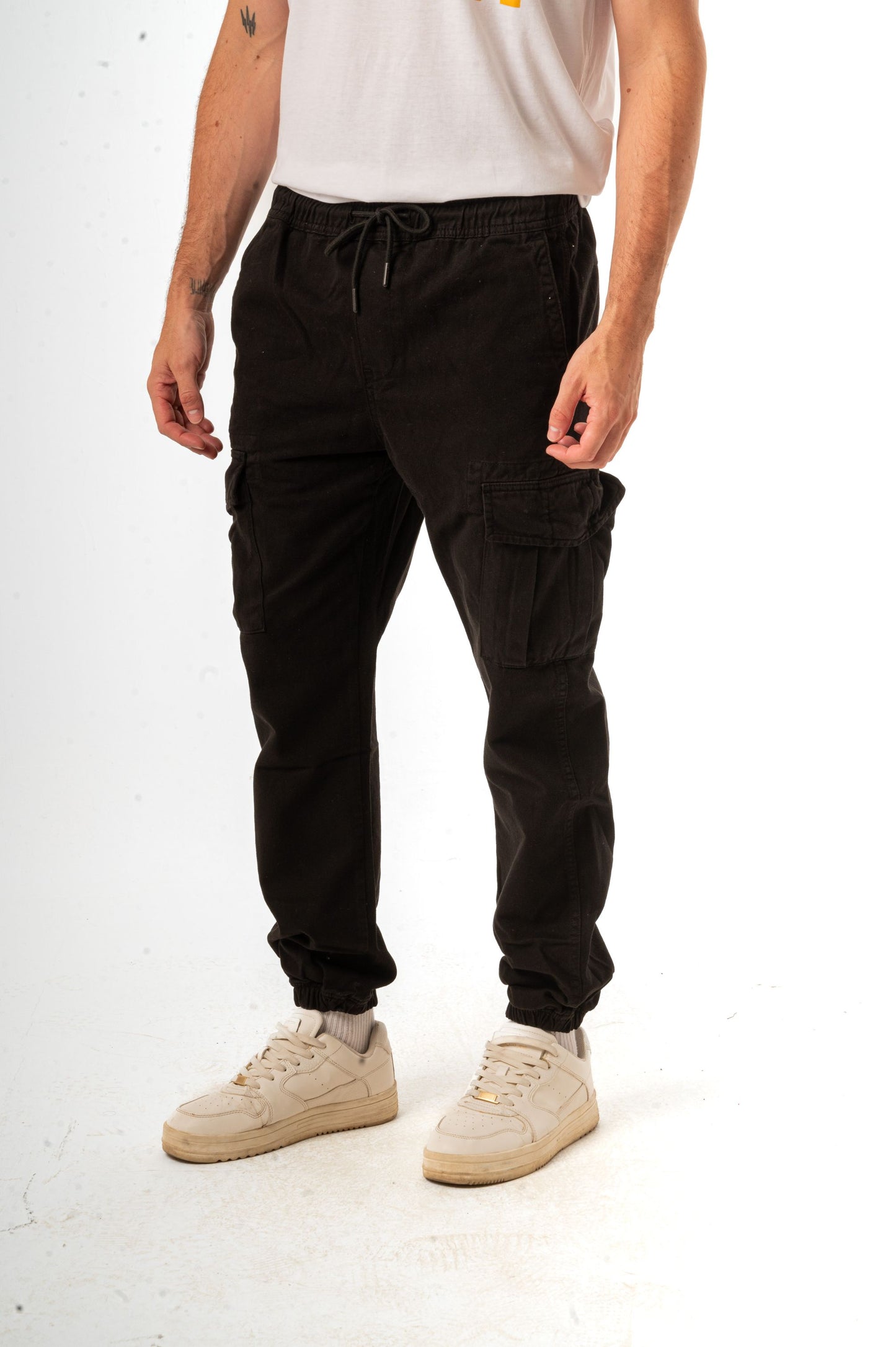 TWILL CARGO JOGGERS-BLACK