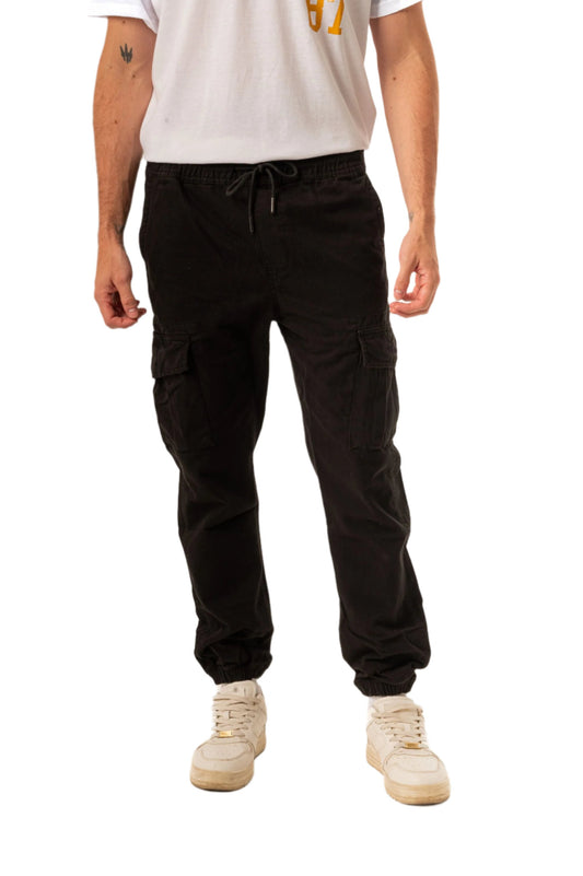 TWILL CARGO JOGGERS-BLACK