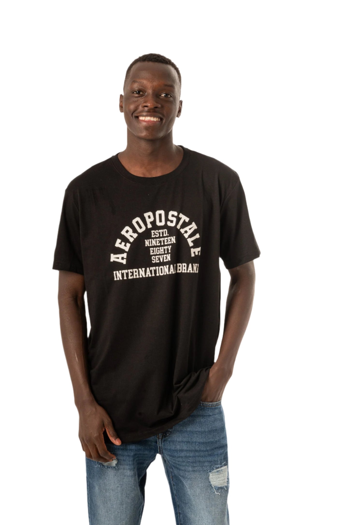 AEROPOSTALE ARCH PRINT GRAPHIC TEE-BLACK