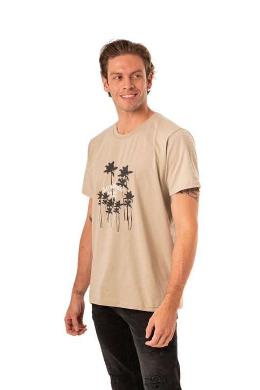 AEROPOSTALE GOTHIC PALMS PRINT GRAPHIC TEE-BEIGE