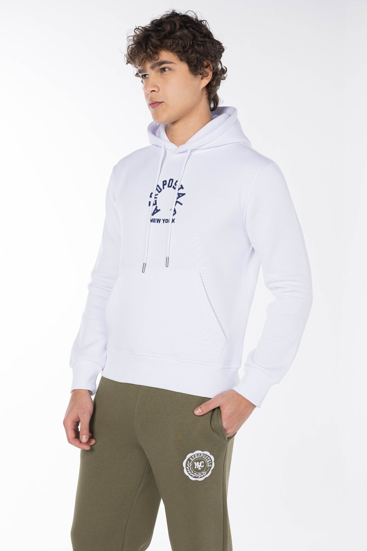 AEROPOSTALE NEW YORK CIRCLE HOODIE-WHITE