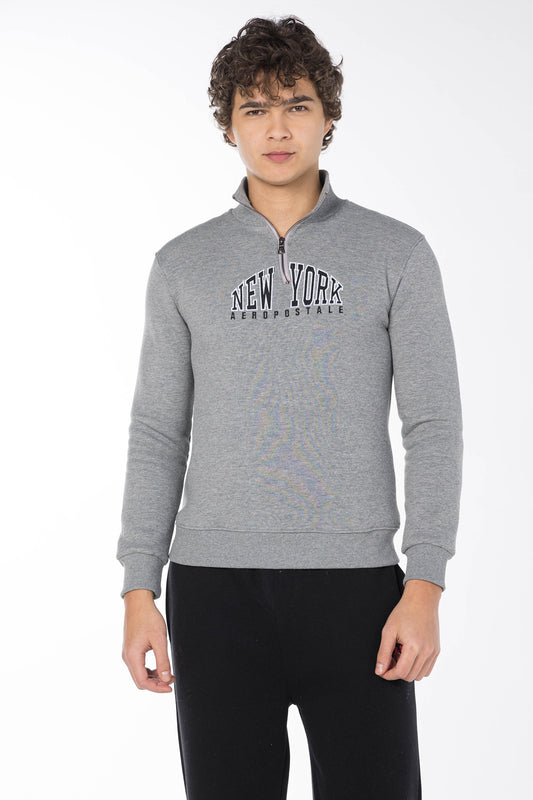 AEROPOSTALE NEW YORK QUARTER ZIP SWEATSHIRT-GREY