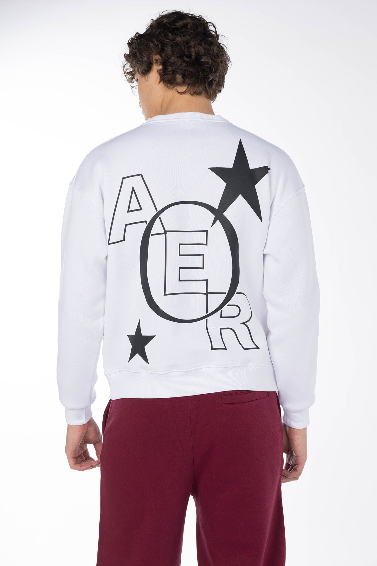 AERO STARS UNISEX CREW SWEATSHIRT-WHITE