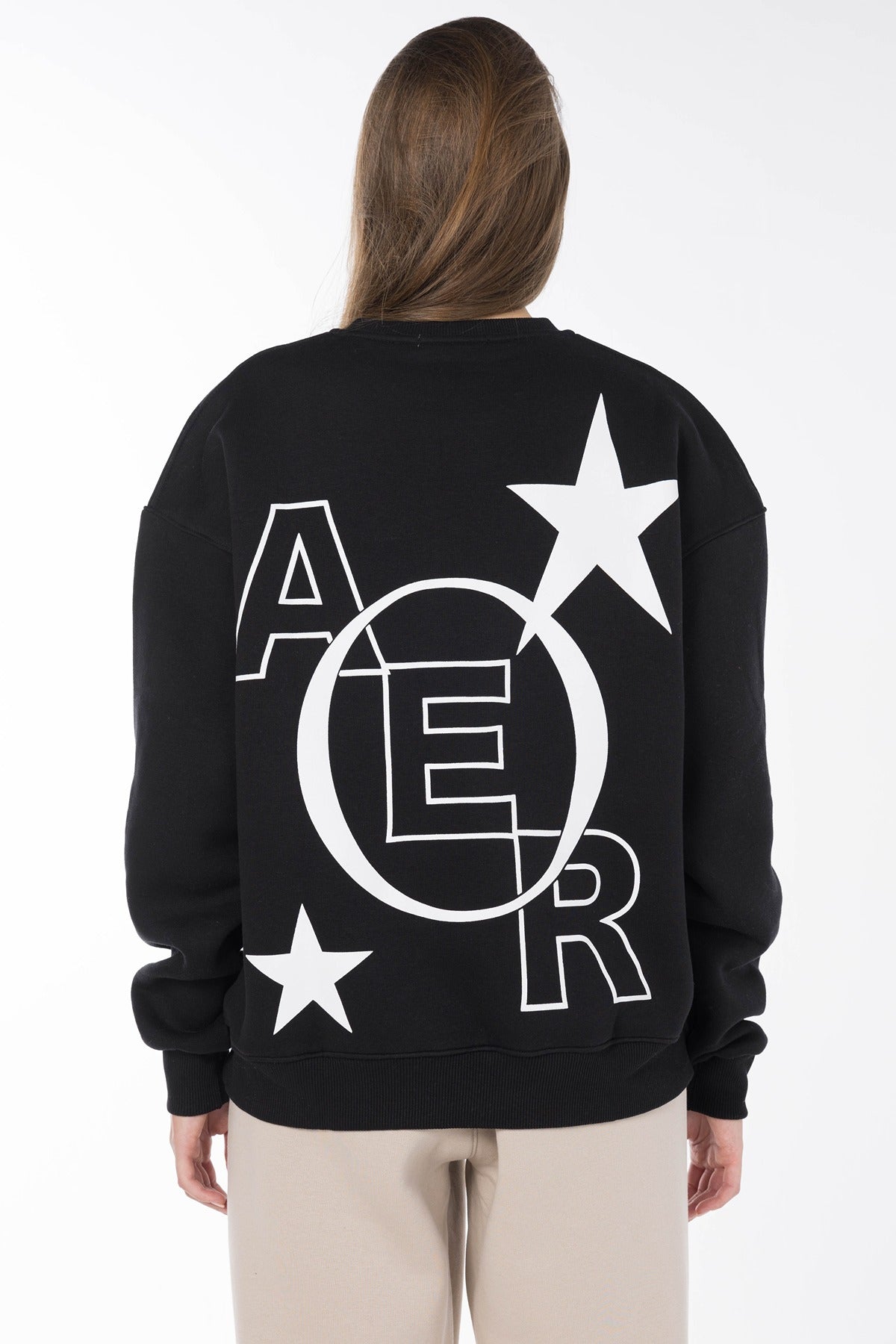 AERO STARS UNISEX CREW SWEATSHIRT-BLACK