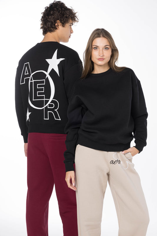 AERO STARS UNISEX CREW SWEATSHIRT-BLACK