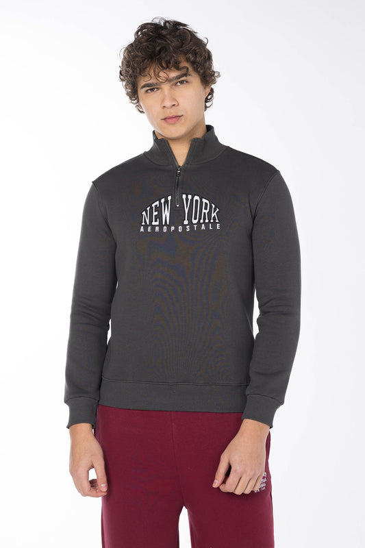 AEROPOSTALE NEW YORK QUARTER ZIP SWEATSHIRT-DKGREY