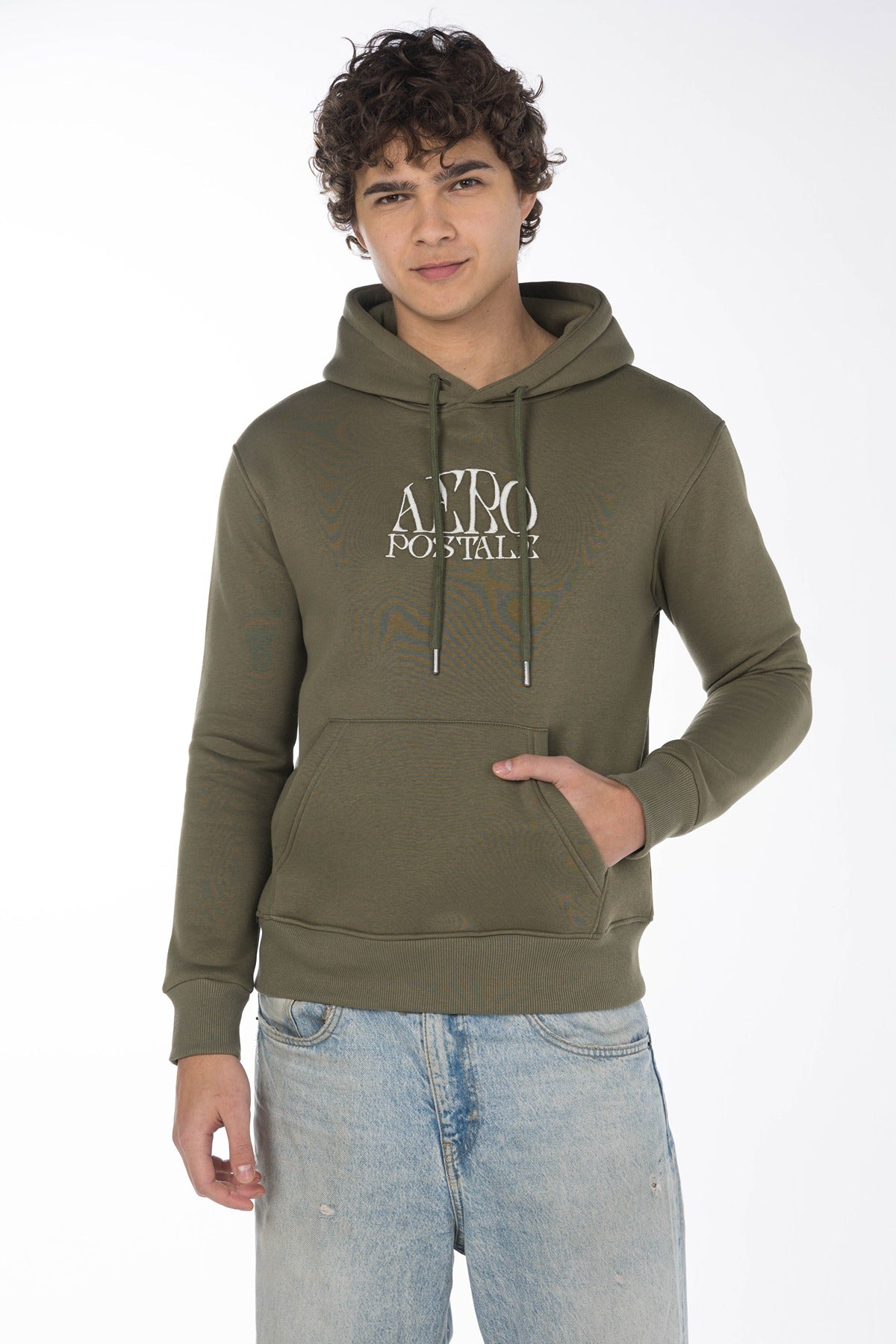 AEROPOSATALE EMBROIDERED HOODIE-WILDCAT KHAKI