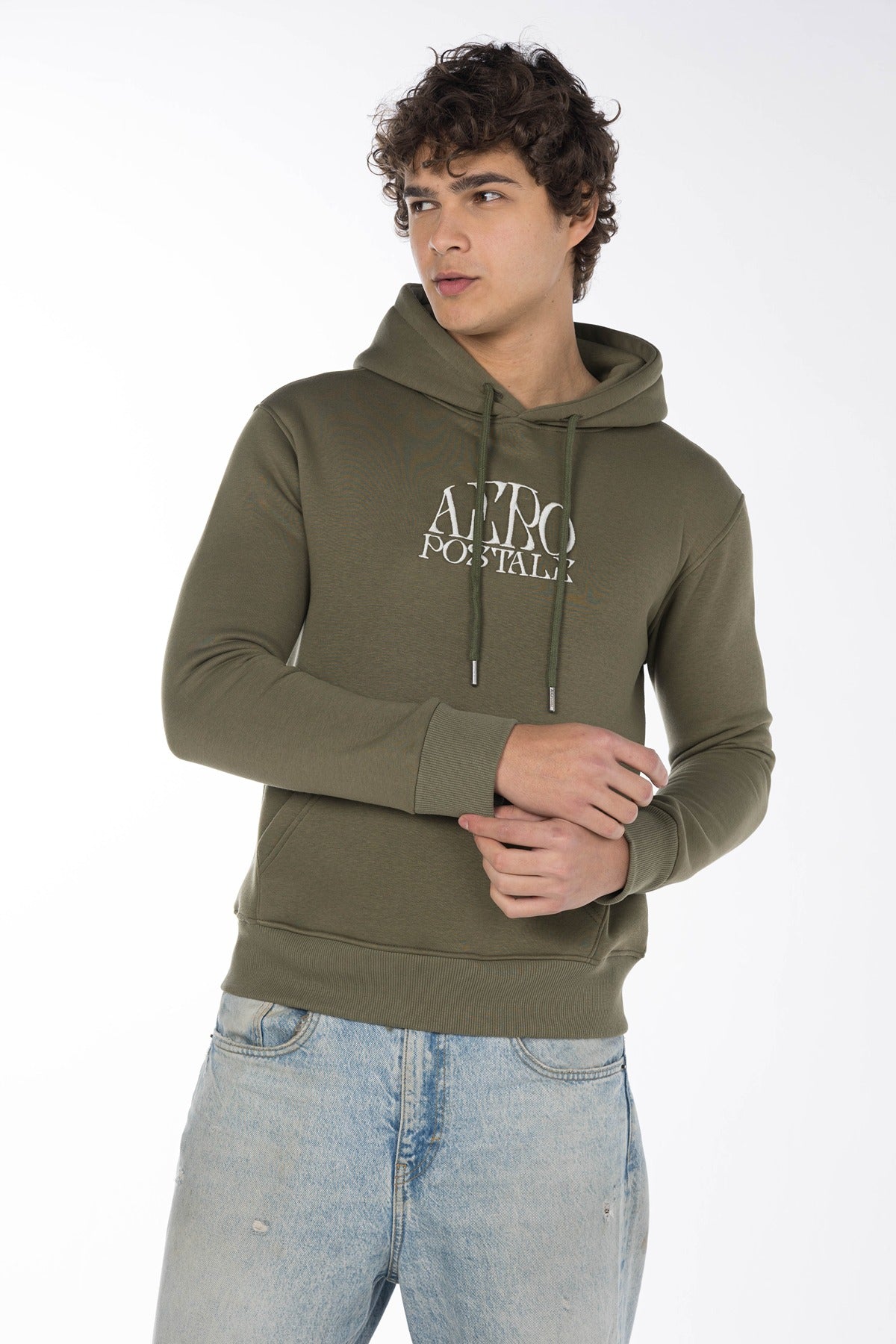 AEROPOSATALE EMBROIDERED HOODIE-WILDCAT KHAKI