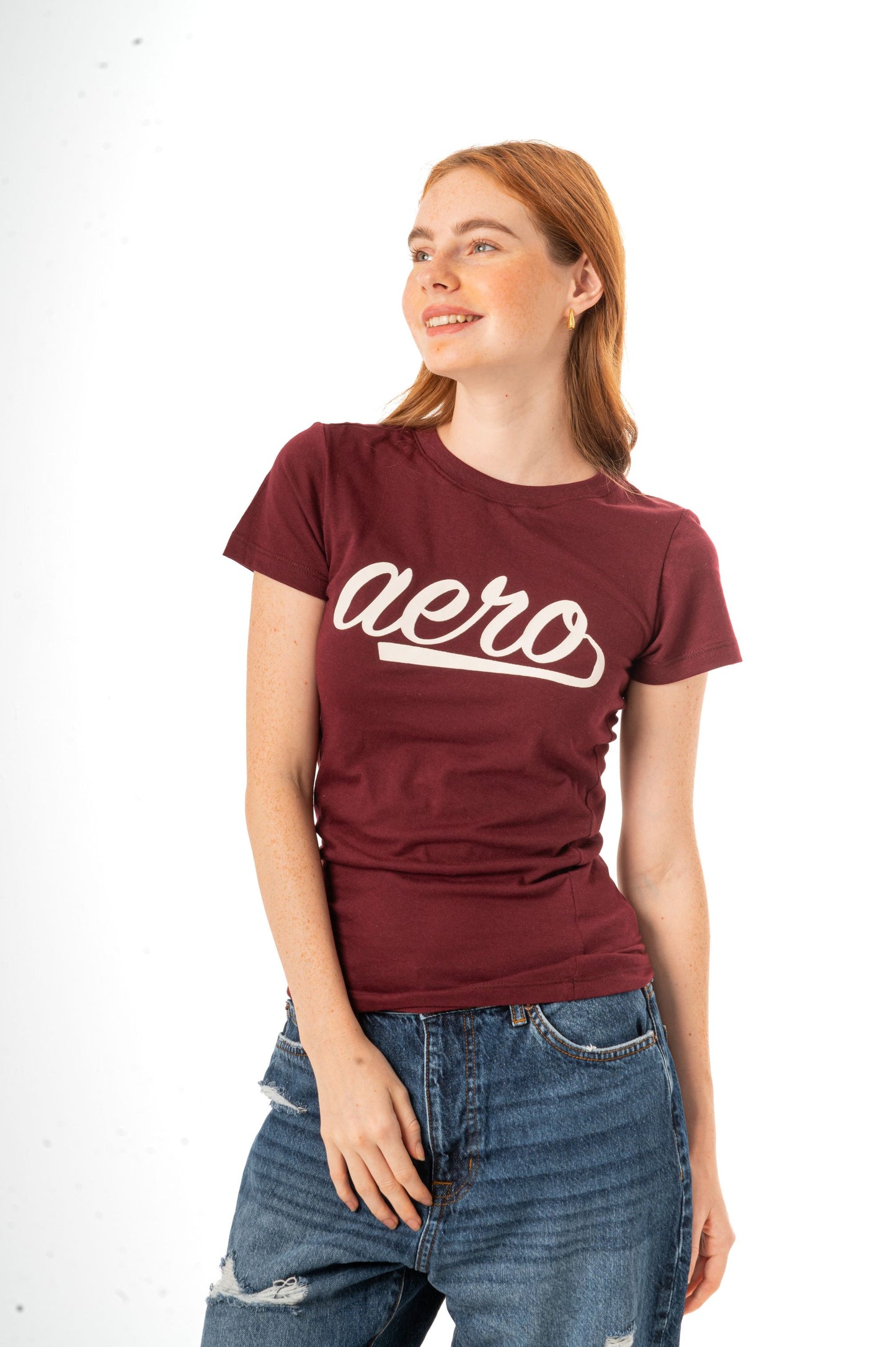 AERO SCRIPT BUTTERFLIES FOAM PRINT GRAPHIC TEE-DARK RED