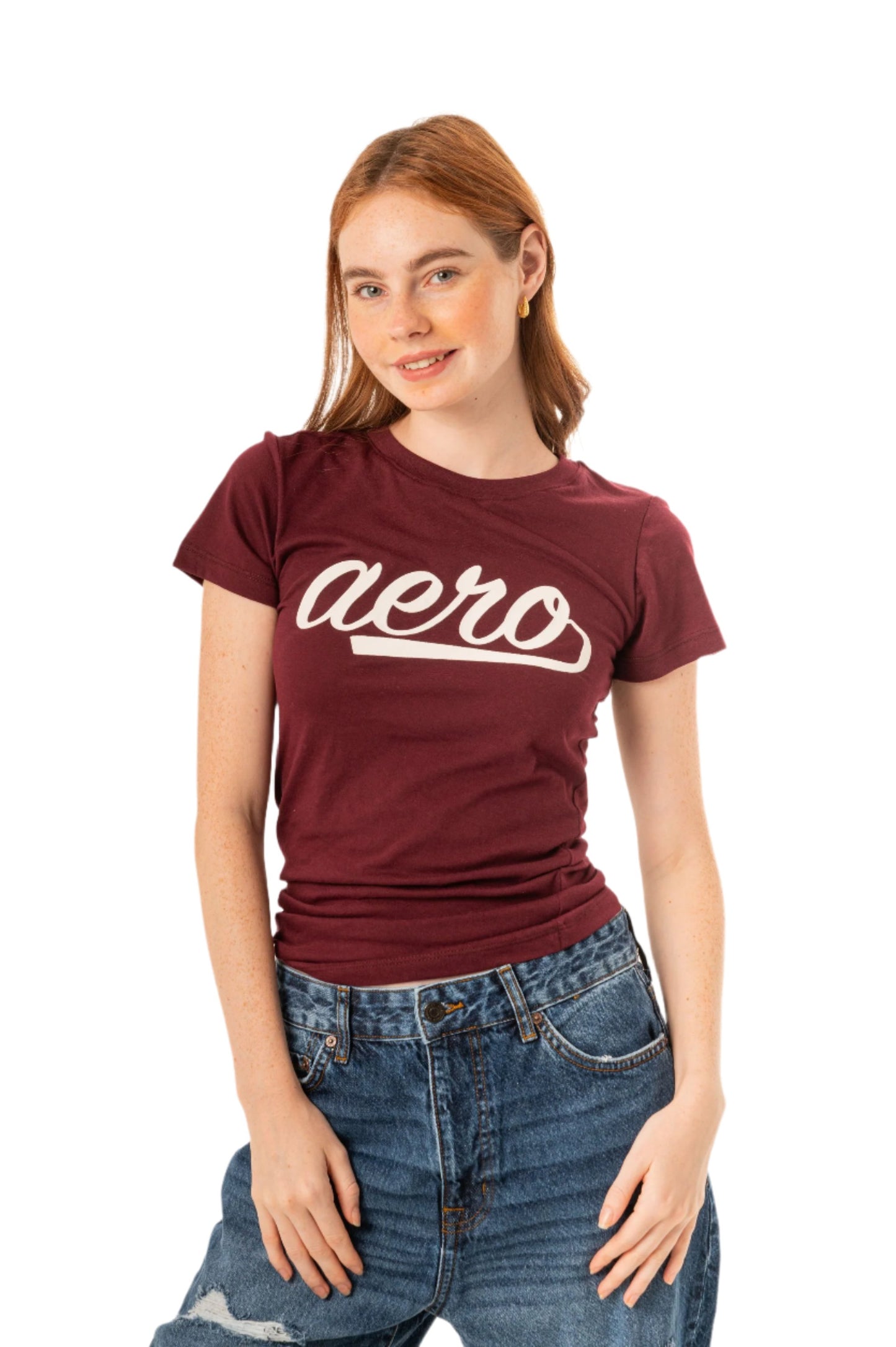 AERO SCRIPT BUTTERFLIES FOAM PRINT GRAPHIC TEE-DARK RED