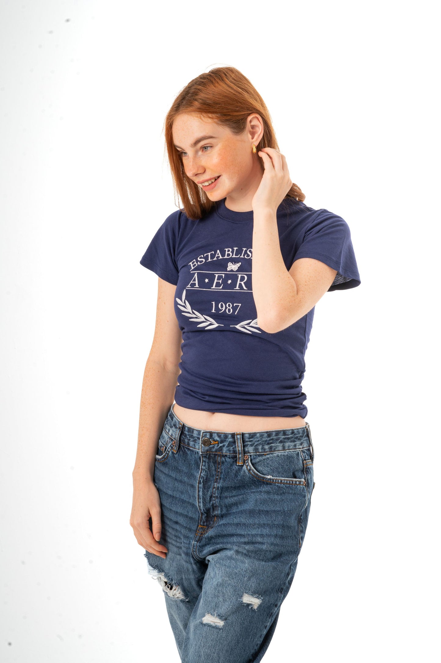 AERO BUTTERFLY CIRCLE EMB. GRAPHIC TEE-NAVY