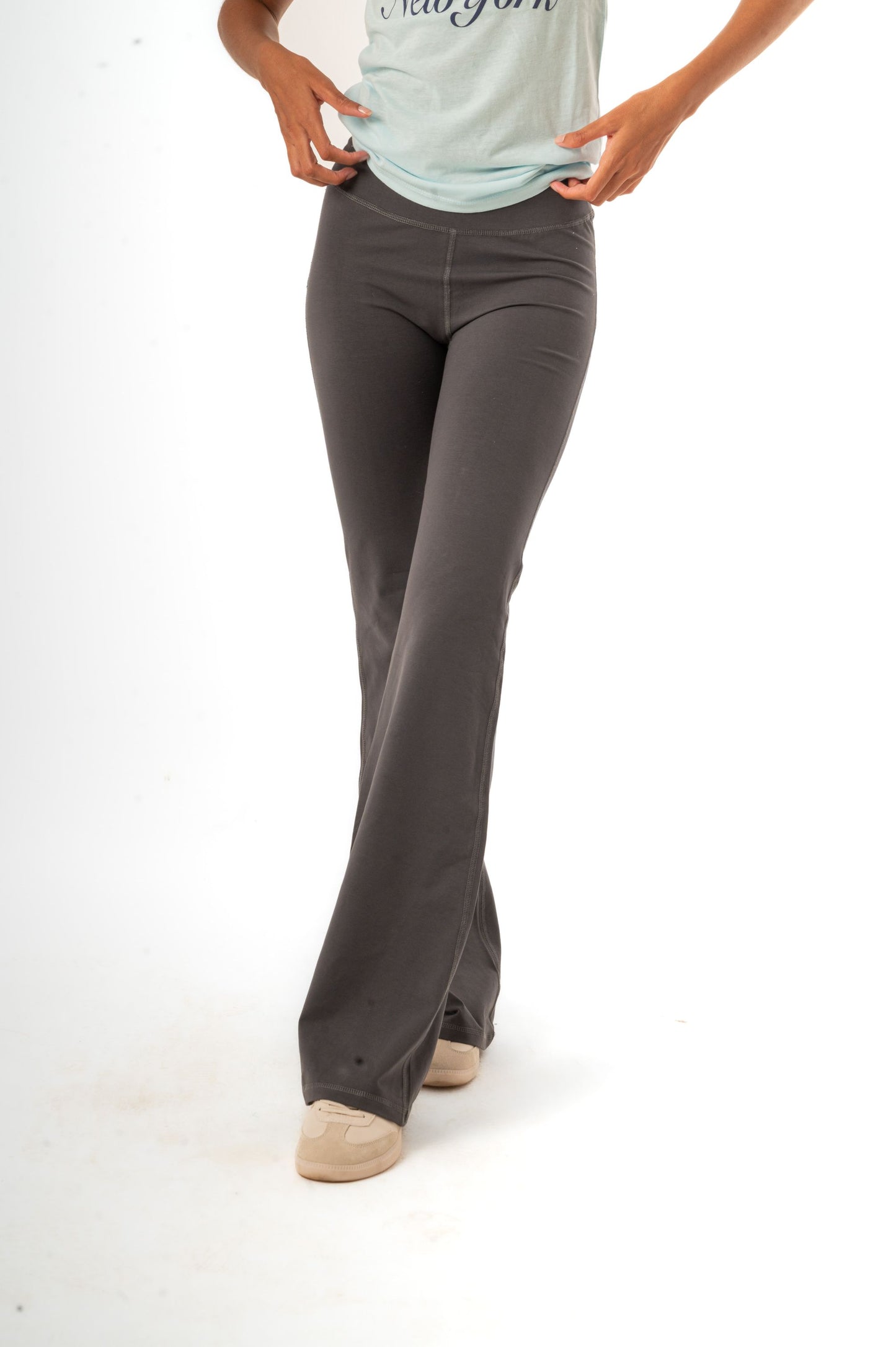 ULTRA HIGH RISE FULL LENGTH FLARE LEGGING - DK GREY