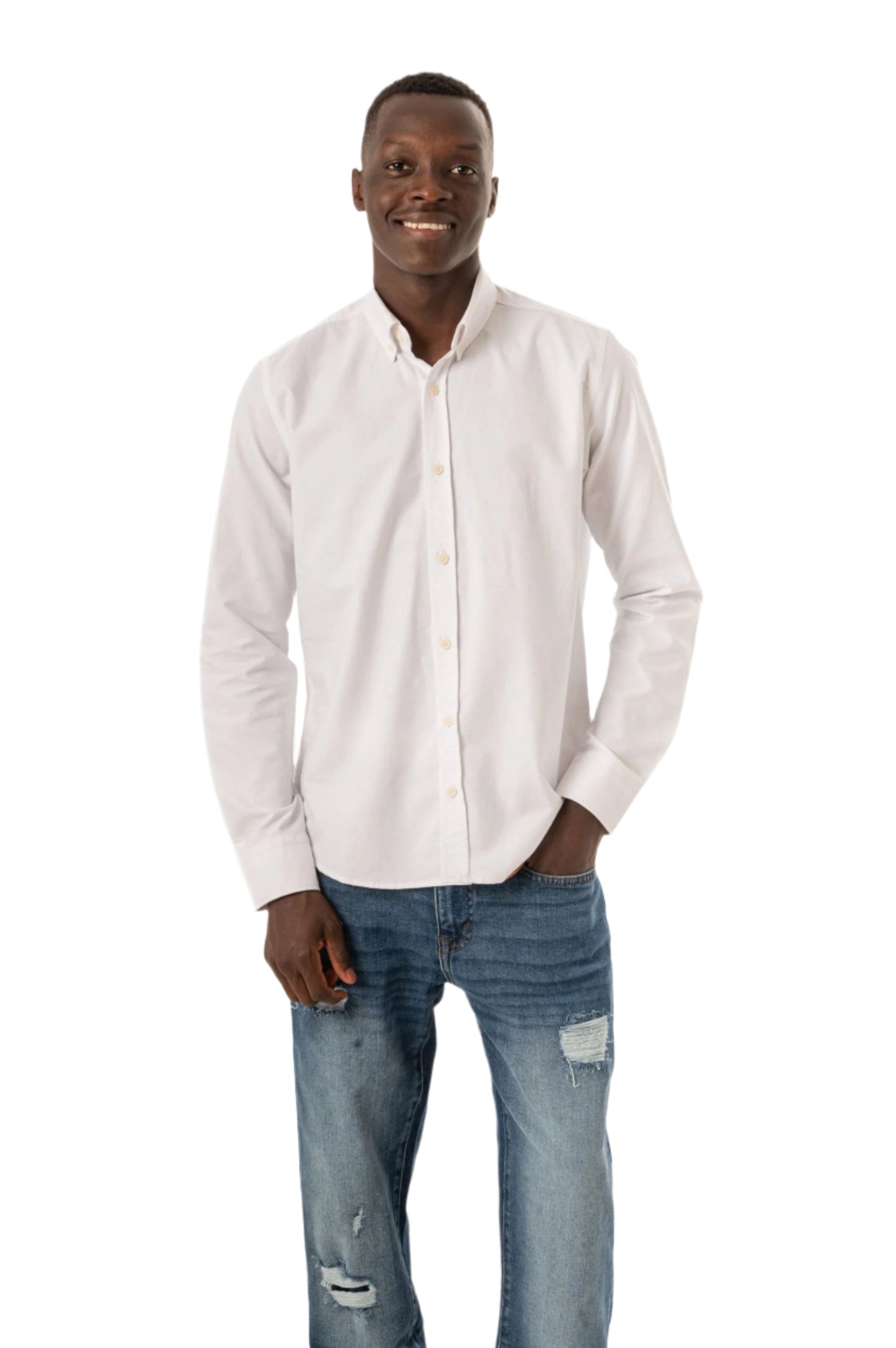 REG. OXFORD LS SHIRT-WHITE