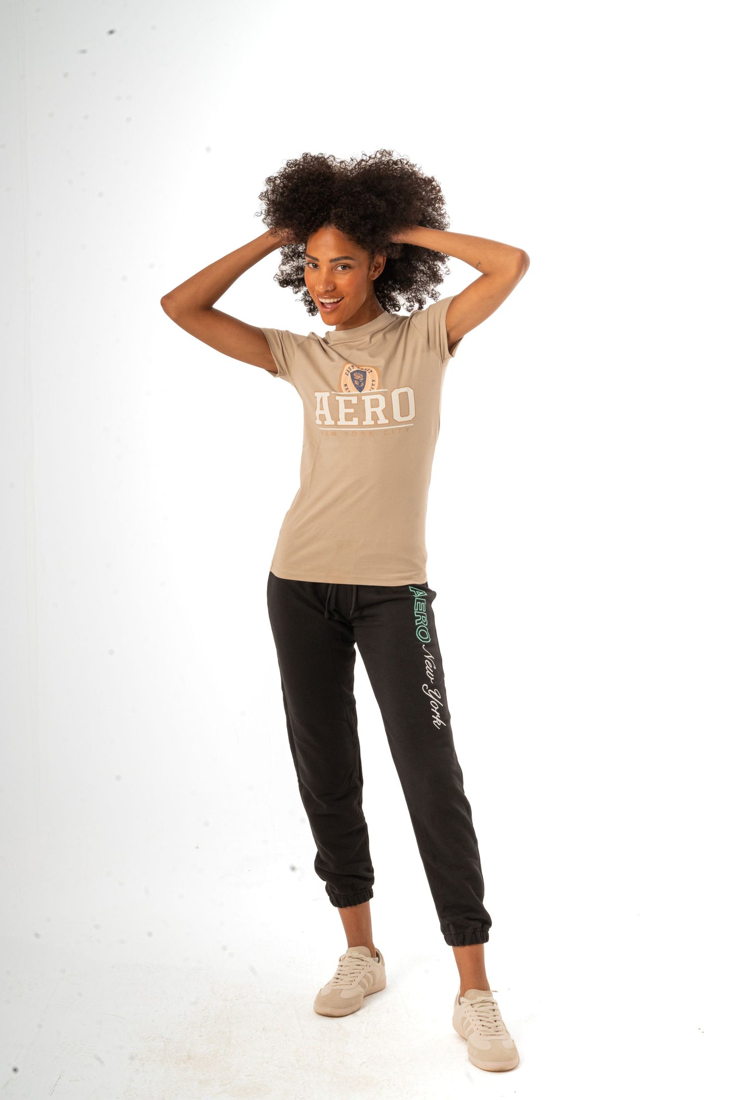 AERO FOIL CREST PRINT GRAPHIC TEE-BEIGE