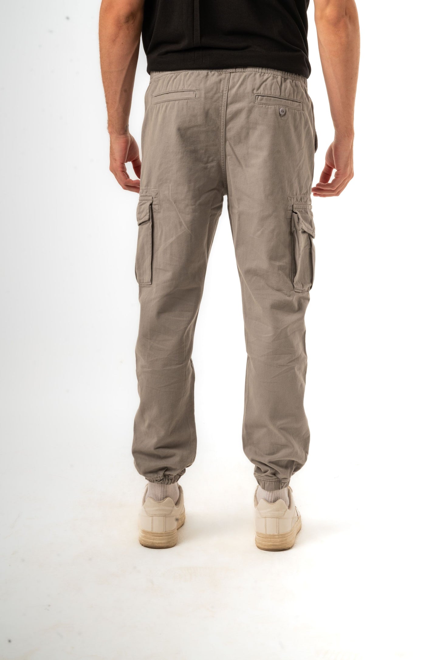 TWILL CARGO JOGGERS-LIGHT GREY