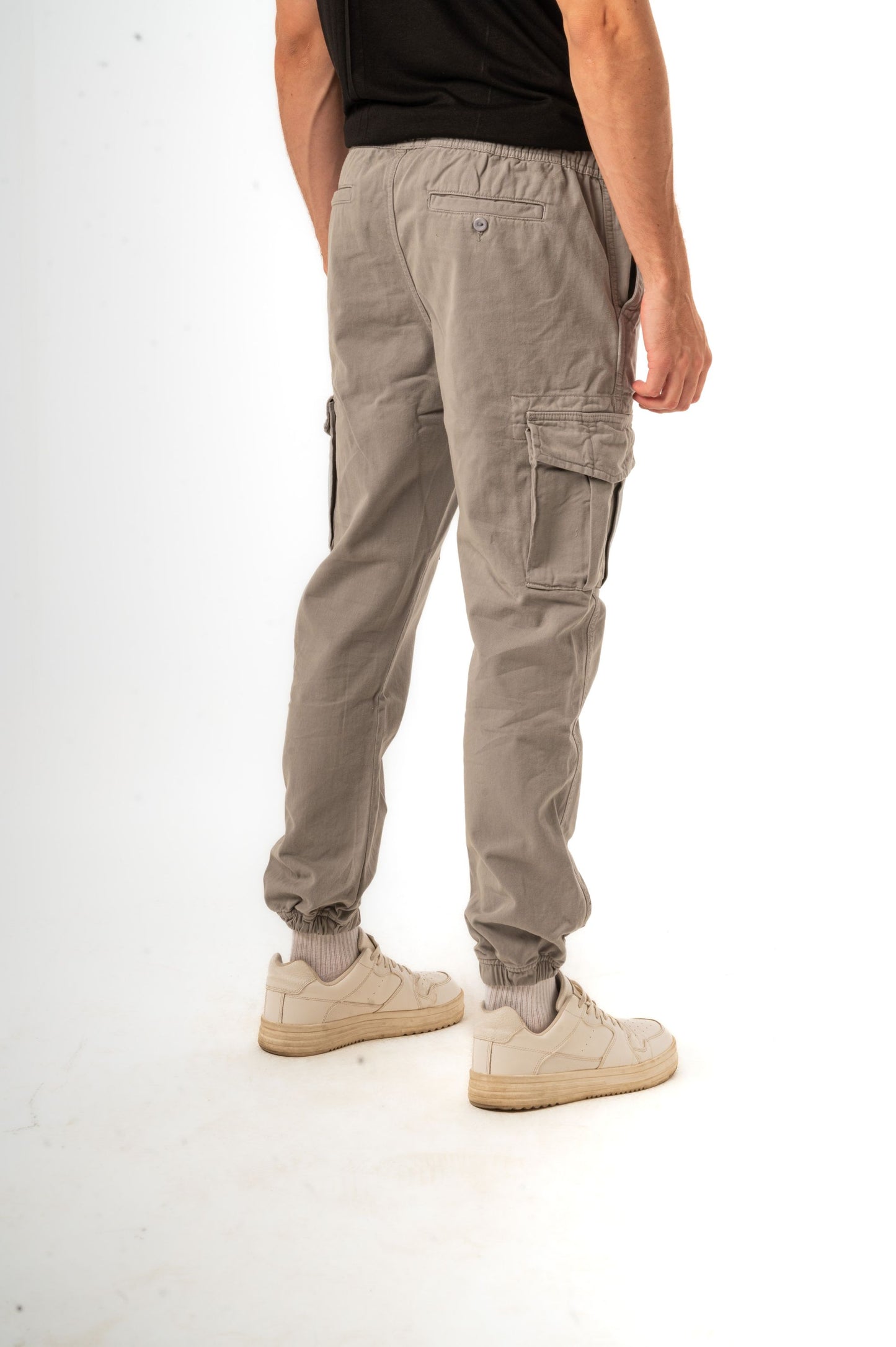 TWILL CARGO JOGGERS-LIGHT GREY