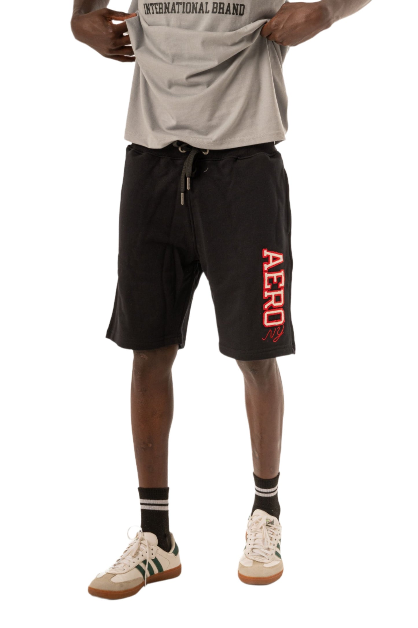 AERO NY HERITAGE FLEECE SHORTS 7"-BLACK